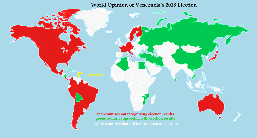 Map of Venezuela: World opinion of 2018 election.
